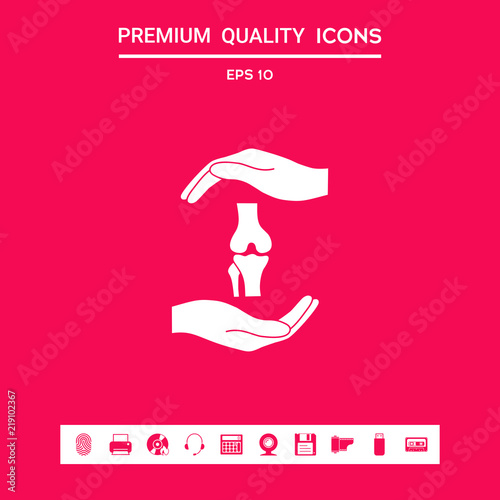 Hands holding knee-joint - protection symbol