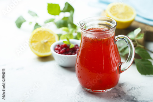 Homemade refreshing red berry drink