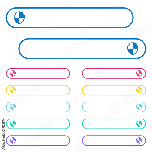 Shield icons in rounded color menu buttons