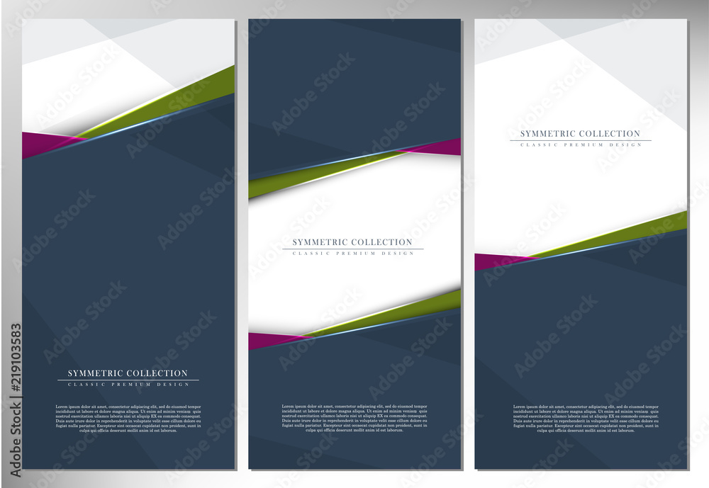 Symmetric collection geometric pattern background card template vector