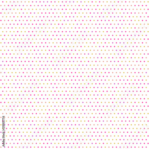 Seamless geometric vector colored pattern. Modern ornament with dotted pink and yellow elements. Geometric abstract pattern