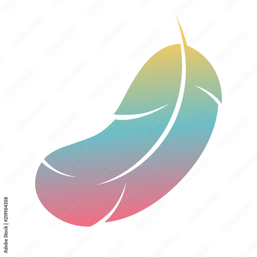 Colorful flying feather icon on white background. Vector illustration