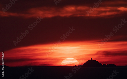 Coucher de soleil, îles sanguinaires, Corse