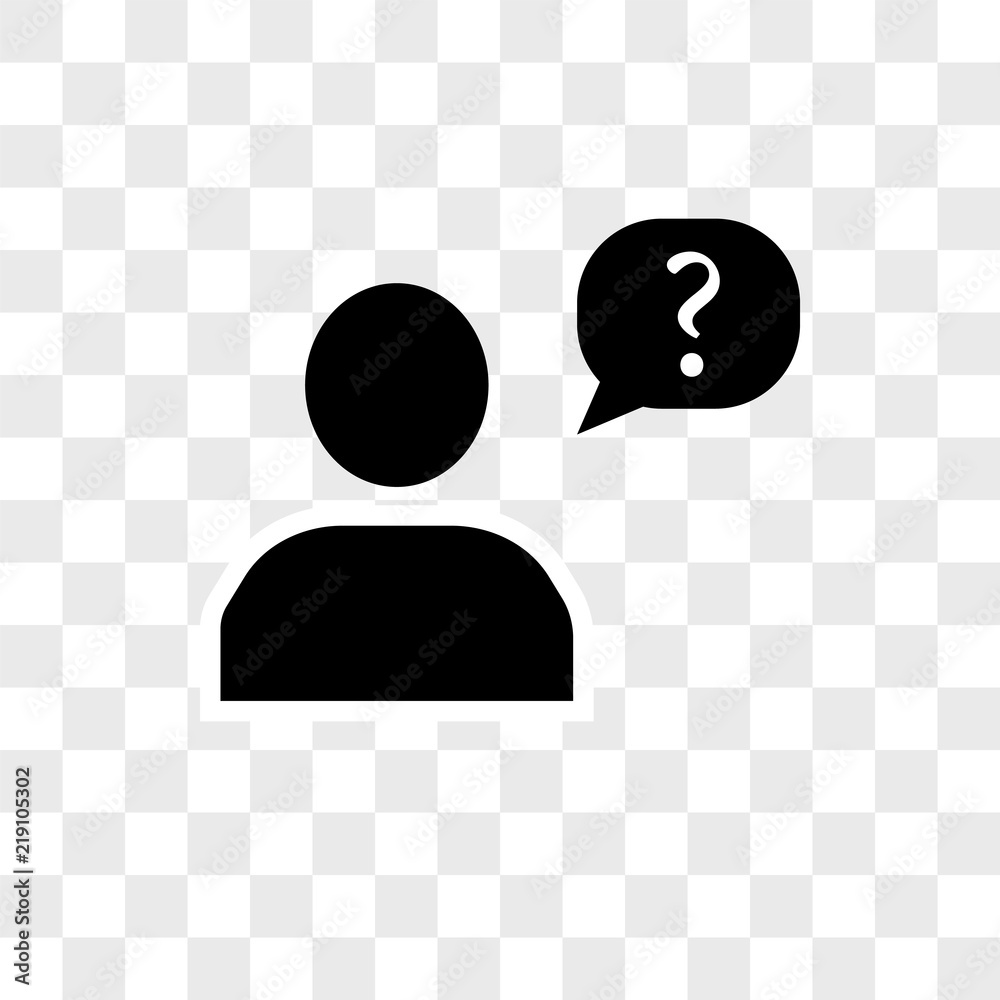 Speech bubble with question mark in man head vector icon on transparent  background, Speech bubble with question mark in man head icon Stock Vector  | Adobe Stock