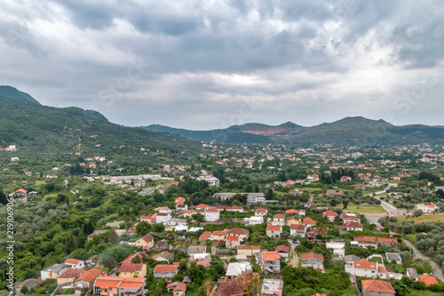 View of the mountains and the town of Bar, Montenegro