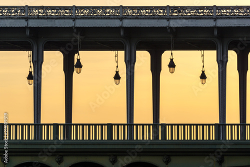 Bir Hakeim bridge at sunset,  in Paris France photo