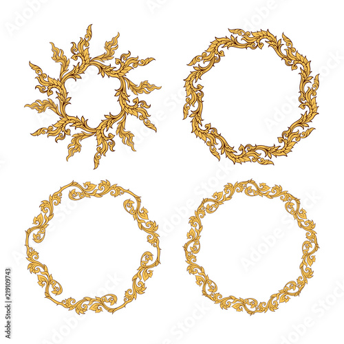 A set of elements of traditional Thai ornament.