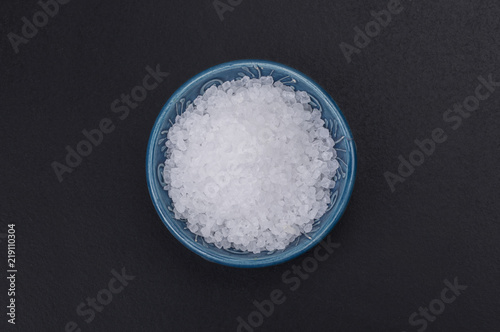 Natural sea salt in a small bowl