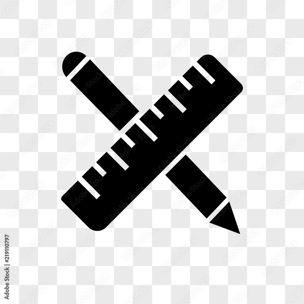 Ruler and Pencil vector icon on transparent background, Ruler and Pencil  icon Векторный объект Stock | Adobe Stock