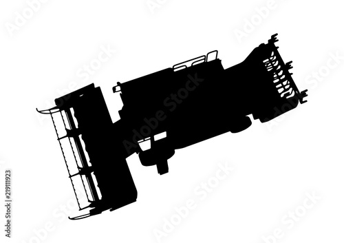 silhouette of combine harvester vector