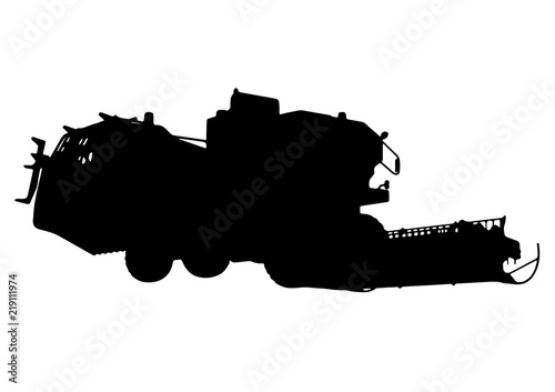 silhouette of combine harvester vector