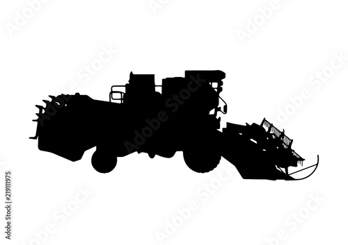 silhouette of combine harvester vector