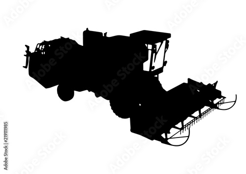 silhouette of combine harvester vector