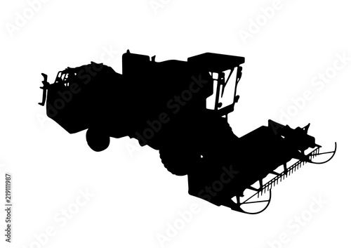 silhouette of combine harvester vector