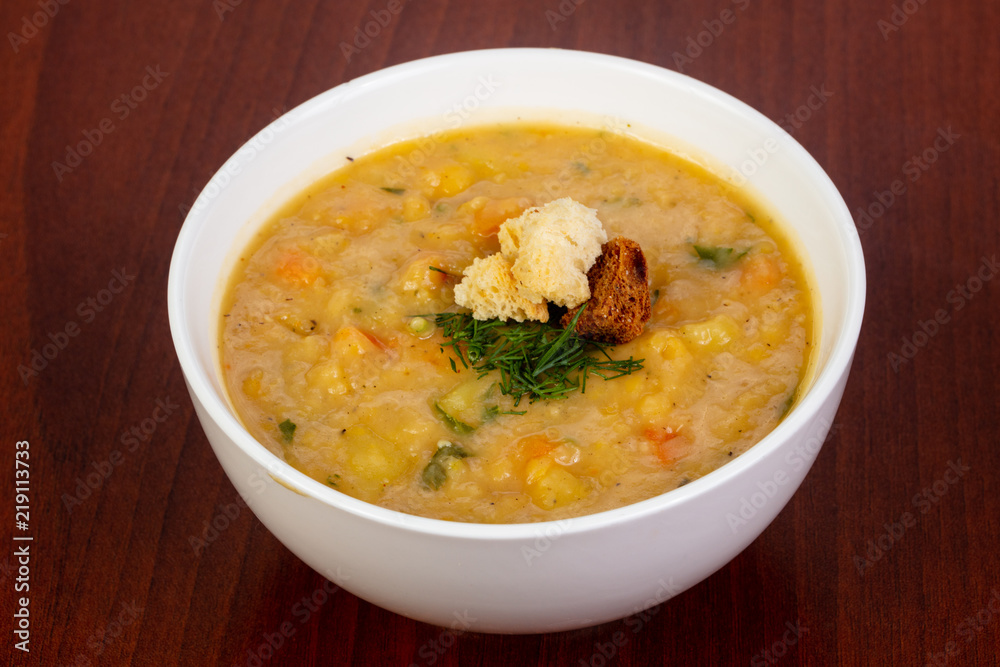 Peas soup with bread Peas soup with bread
