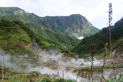 Volcanic landscape of dominica - island of the antilles in the caribbian