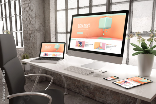 industrial office mockup responsive website creativity design