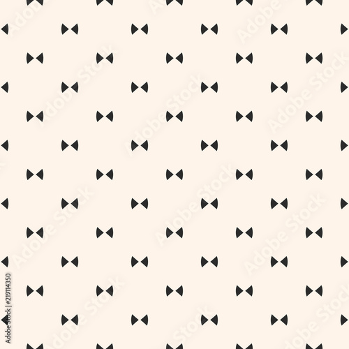 Bow tie pattern. Simple minimalist vector seamless texture with small triangles. Abstract monochrome geometric ornament. Hipster fashion style. Cute funky background. Repeat design for decor, prints