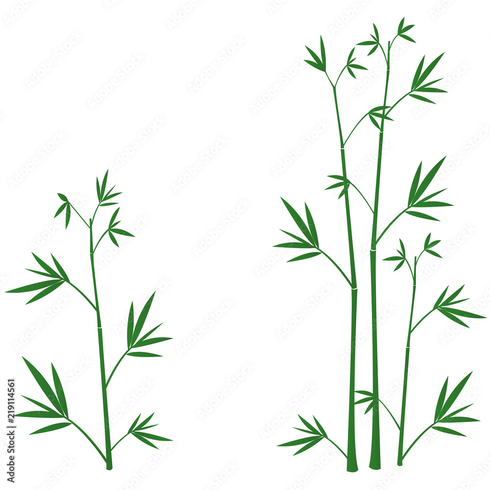 Bamboo silhouettes wall sticker green 