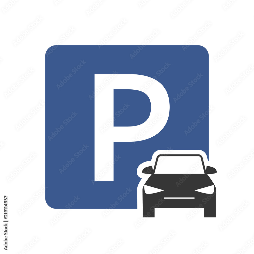 Parking zone vector icon with car symbol top view Parking zone vector icon with car symbol top view