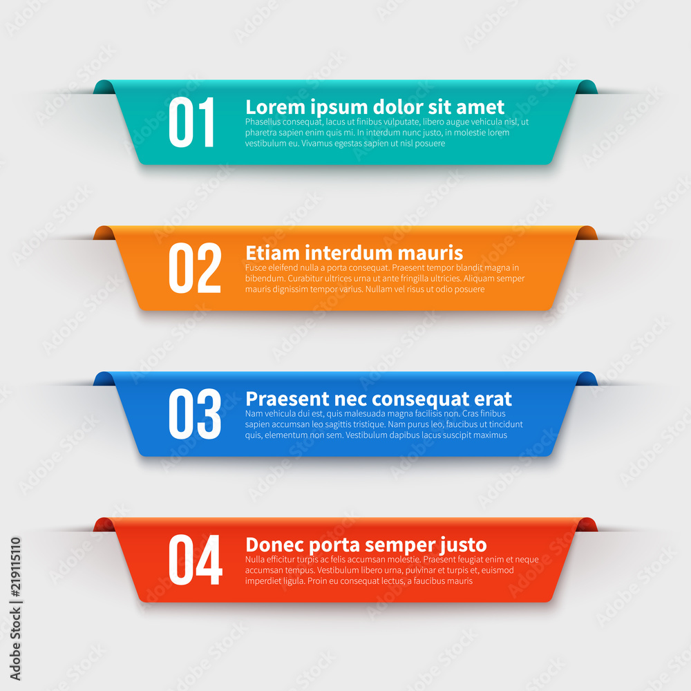 Infographic banners. Color labels with steps and options vector set - obrazy, fototapety, plakaty 
