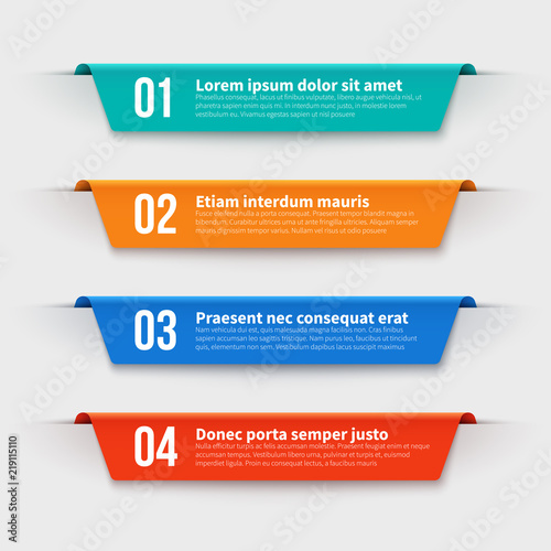 Infographic banners. Color labels with steps and options vector set photo