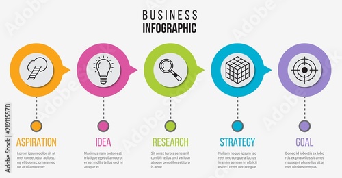 Step infographic. Process business diagram for presentation. Vector timeline with 5 options