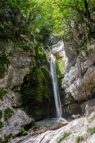 Slab Mostnice waterfall in Slovenia, Bohinj © Rik