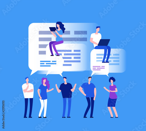 Forum concept. Business people in web chat. Team comments and review vector concept