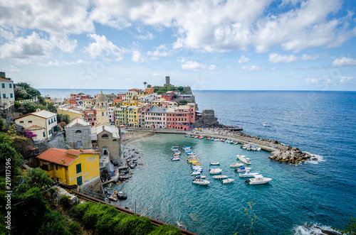 Panorama of Vernazza and suspended garden,Cinque Terre National Park,Liguria,Italy,Europe