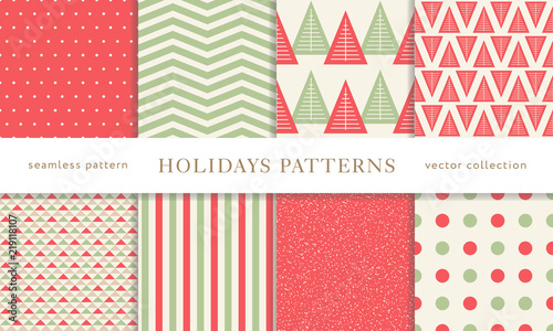 Winter holidays seamless patterns