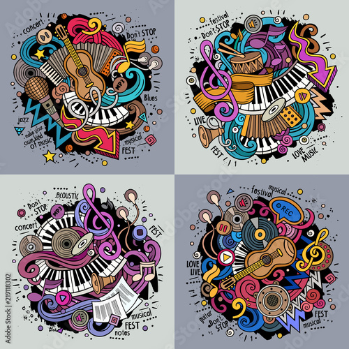 Music cartoon vector doodle illustration