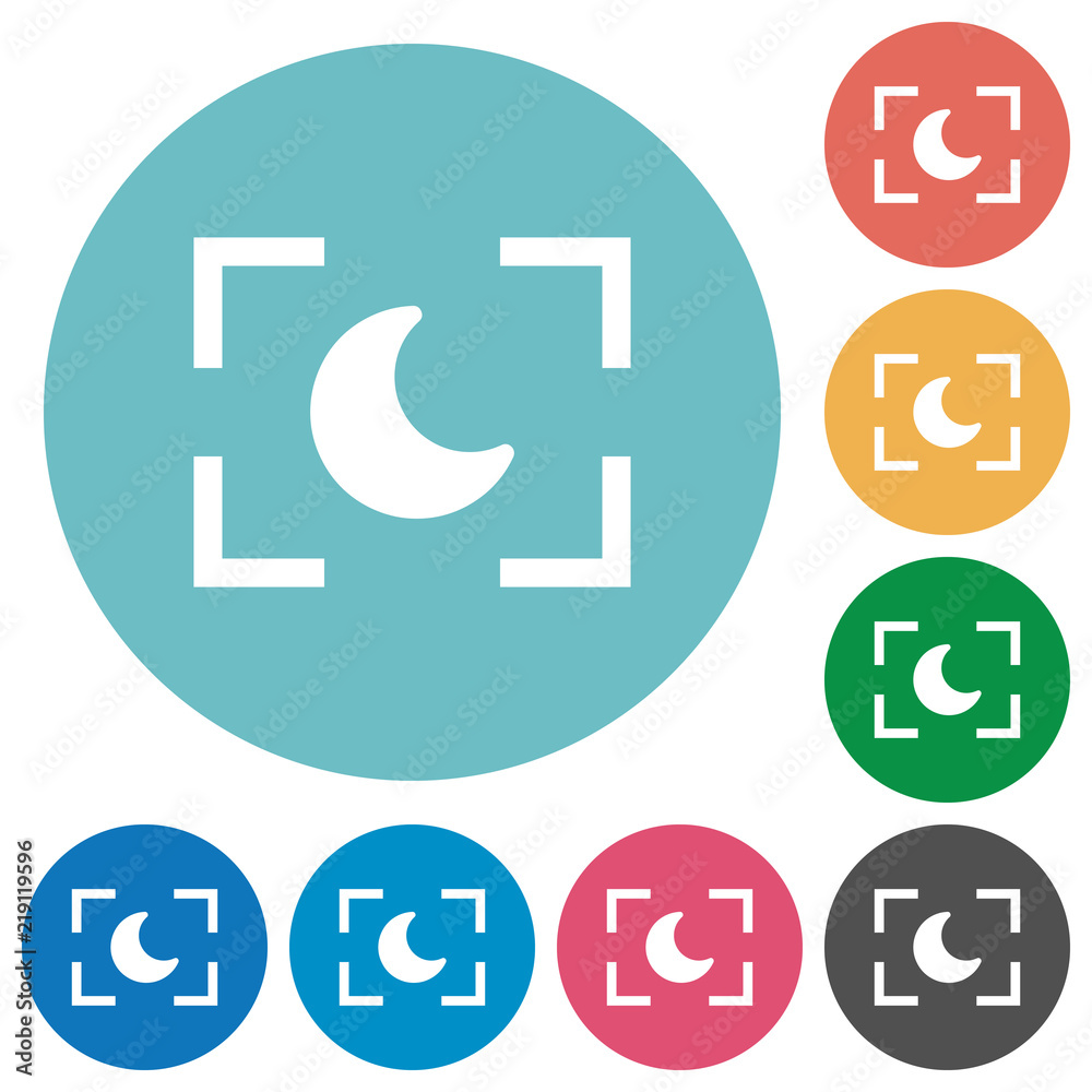 Camera night mode flat round icons Camera night mode flat round icons