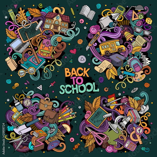 Vector set of Back to school combinations of objects and elements