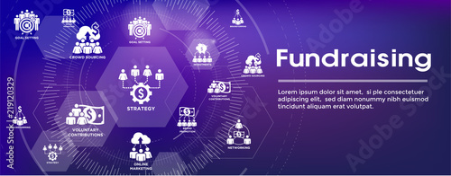 People Working Together to Fund Different Online Ideas w Money - Icon Set Web Header banner