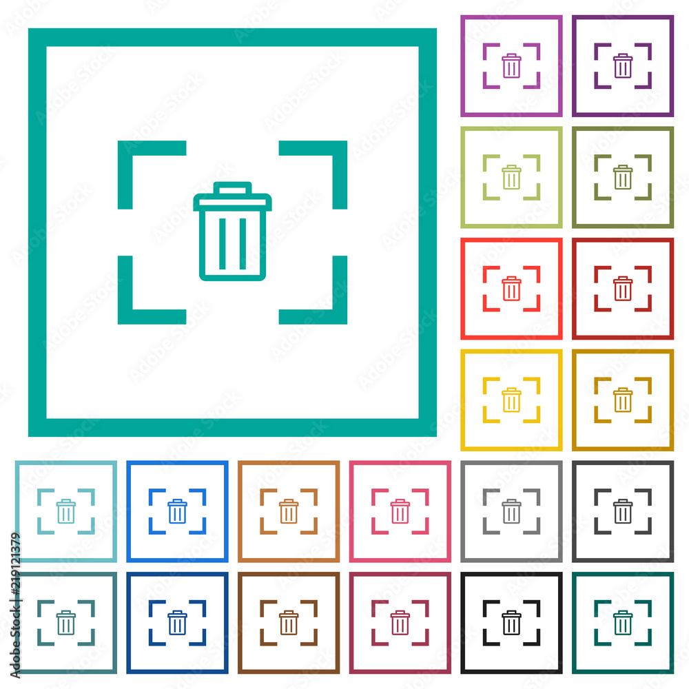 Delete image from camera flat color icons with quadrant frames Delete image from camera flat color icons with quadrant frames