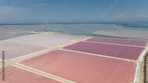 rose caribbean salt lake Bonaire island aerial drone top view © Valerijs Novickis