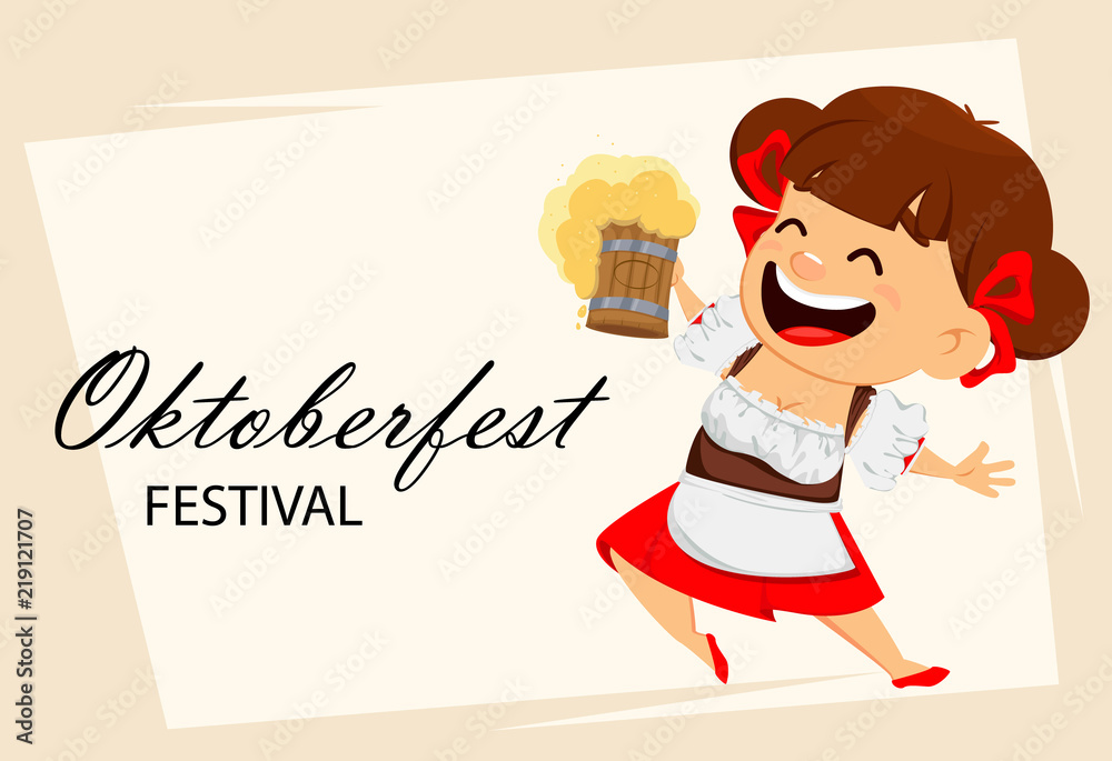 Oktoberfest, beer festival. Funny woman Oktoberfest, beer festival. Funny woman