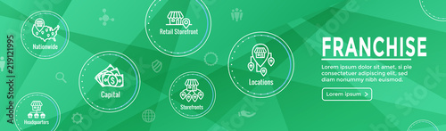 Franchise Icon Set with Home Office, corporate Headquarters and Franchisee Icon Images