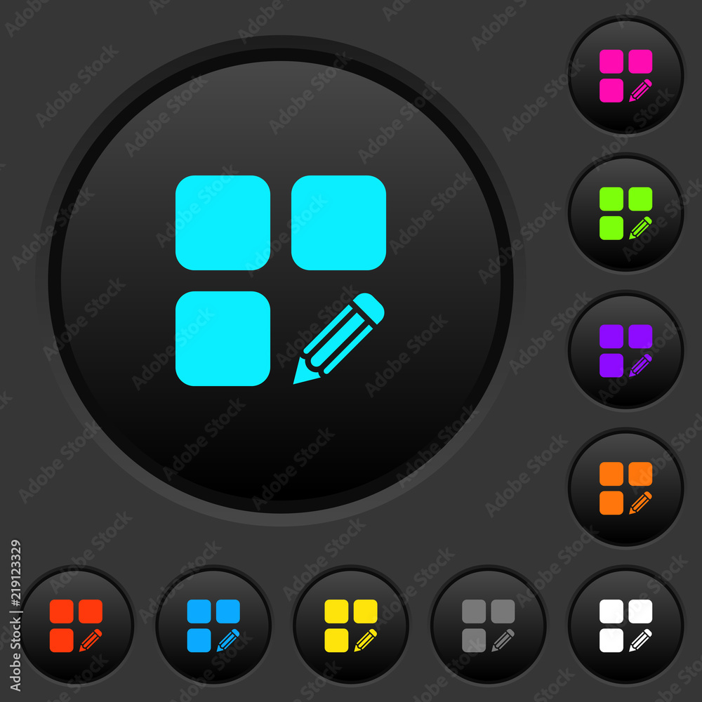 Edit component dark push buttons with color icons Edit component dark push buttons with color icons