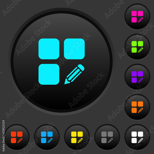 Edit component dark push buttons with color icons