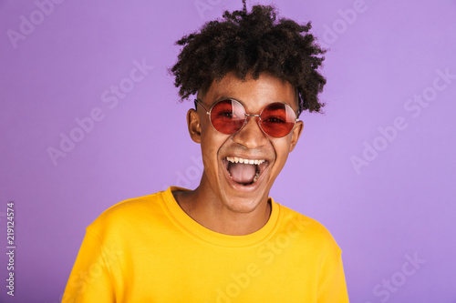 Cose up portrait of a cheerful young afro american man © Drobot Dean