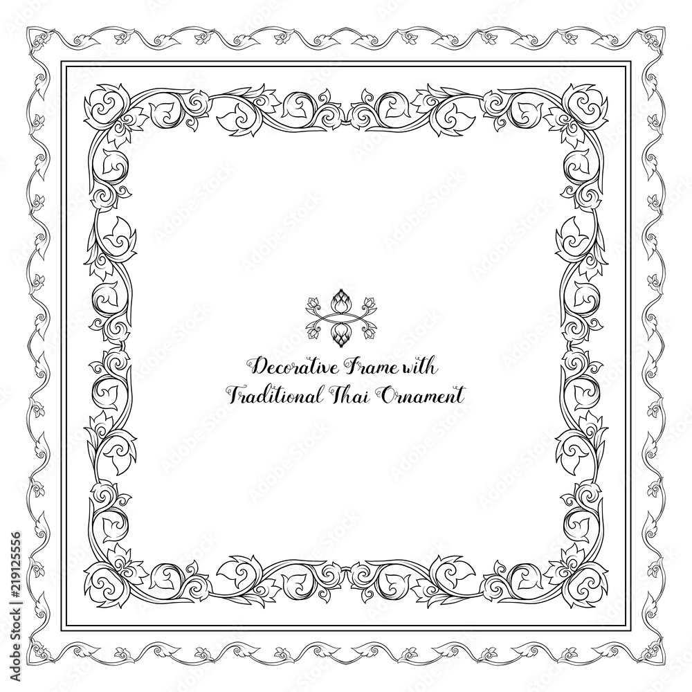 Set of frames with decorative elements of traditional Thai ornam Set of frames with decorative elements of traditional Thai ornam