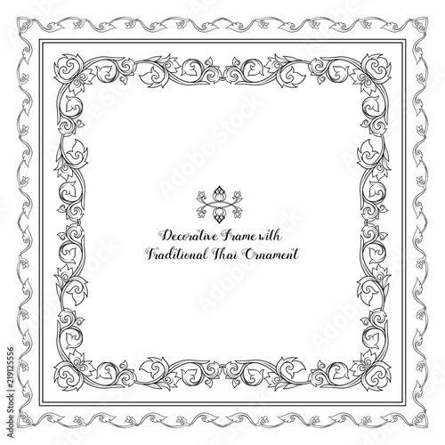Set of frames with decorative elements of traditional Thai ornam
