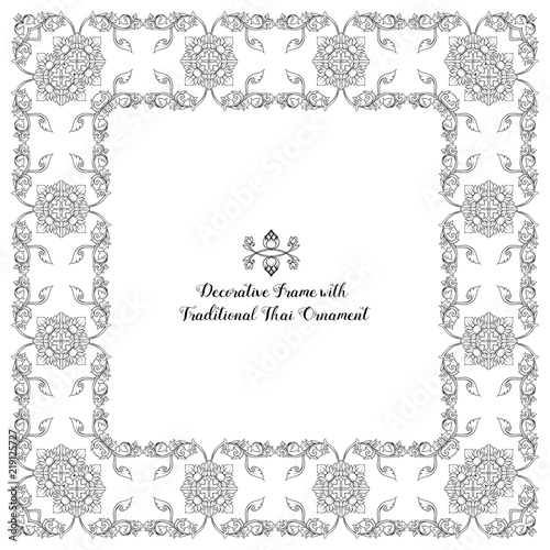 Set of frames with decorative elements of traditional Thai ornam