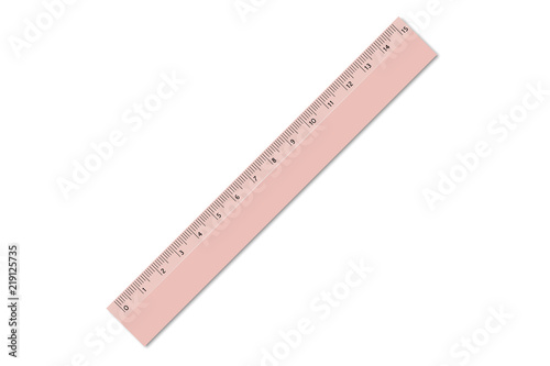 Ruler plastic color. School measuring tool for geometry, drawing, 15 centimeters. Design element on isolated background.