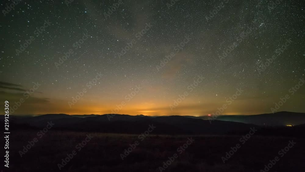 Starry night sky with stars and clouds Time lapse background