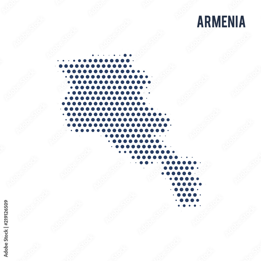 Dotted map of Armenia isolated on white background.
