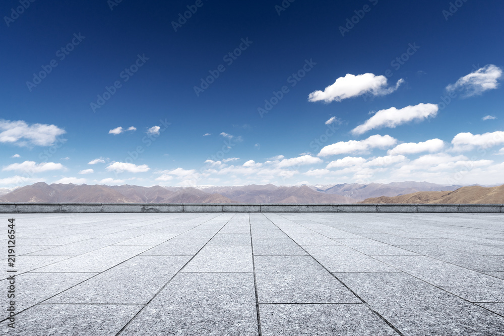 empty ground with blue sky