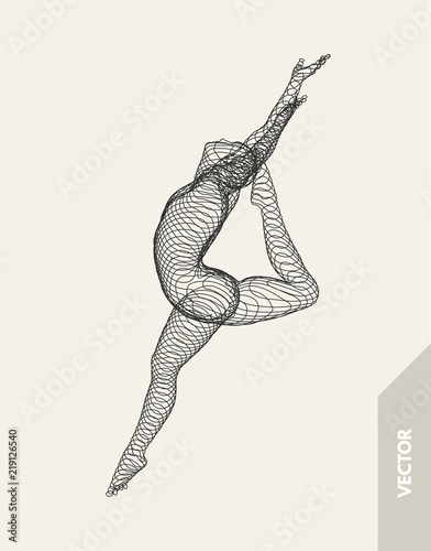 Gymnast. 3d human body model. Gymnastics activities for icon health and fitness community. Vector illustration.
